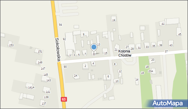 Chodów, Nowowiejska, 11, mapa Chodów