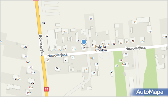 Chodów, Nowowiejska, 15, mapa Chodów