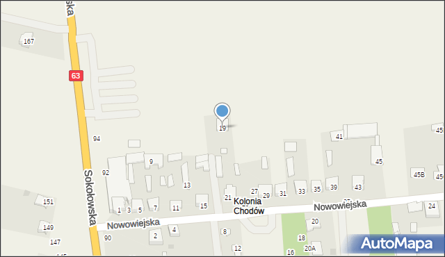 Chodów, Nowowiejska, 19, mapa Chodów