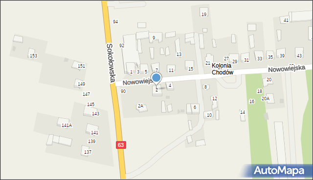 Chodów, Nowowiejska, 2, mapa Chodów