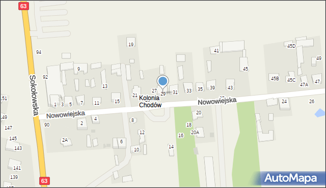 Chodów, Nowowiejska, 29, mapa Chodów