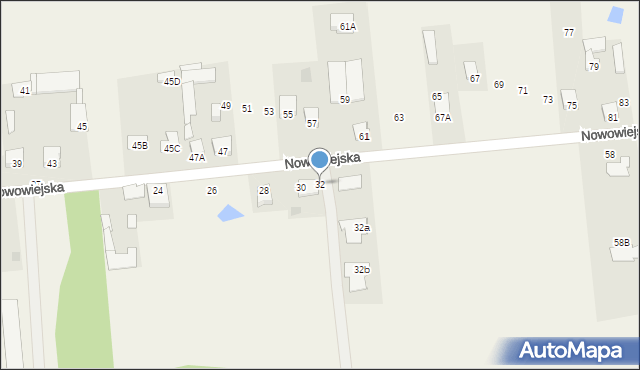 Chodów, Nowowiejska, 32, mapa Chodów