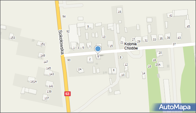 Chodów, Nowowiejska, 4, mapa Chodów