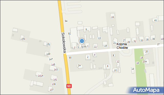 Chodów, Nowowiejska, 5, mapa Chodów