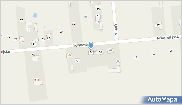 Chodów, Nowowiejska, 74, mapa Chodów