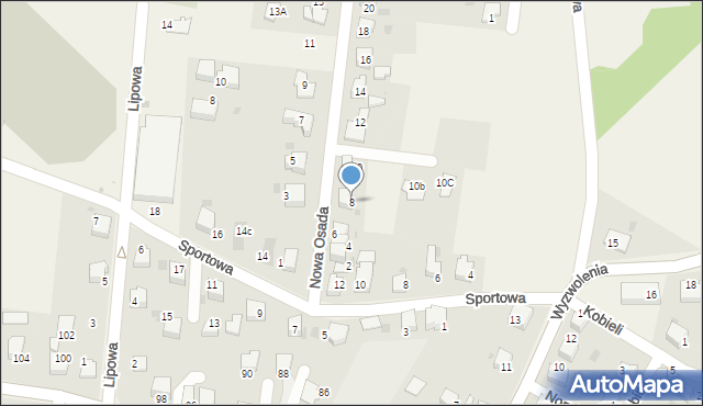 Chybie, Nowa Osada, 8, mapa Chybie