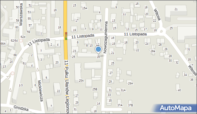 Ciechanów, Nowozagumienna, 10, mapa Ciechanów