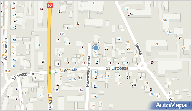 Ciechanów, Nowozagumienna, 13, mapa Ciechanów