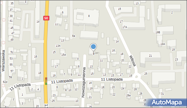 Ciechanów, Nowozagumienna, 9, mapa Ciechanów