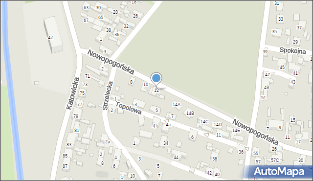 Czeladź, Nowopogońska, 12, mapa Czeladź