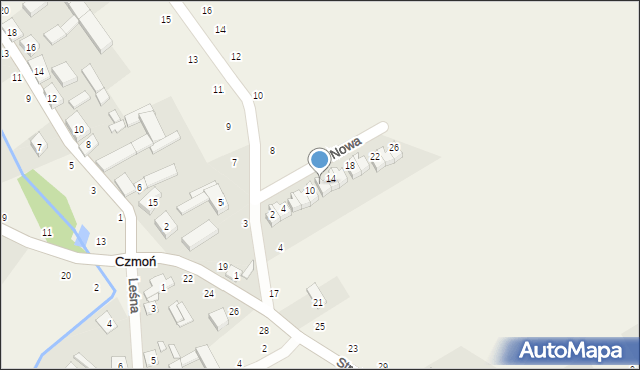 Czmoń, Nowa, 12, mapa Czmoń