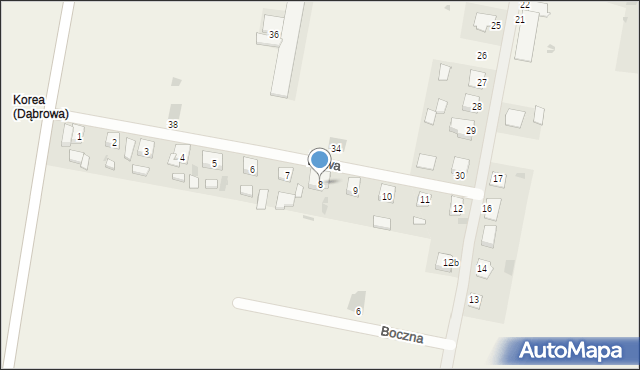 Dąbrowa, Nowa, 8, mapa Dąbrowa