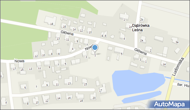 Dąbrówka Leśna, Nowa, 1, mapa Dąbrówka Leśna