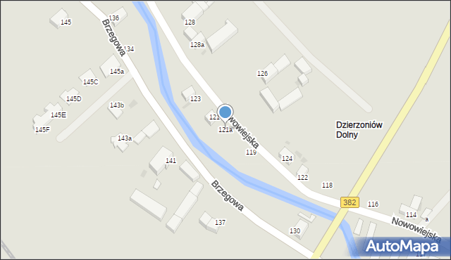 Dzierżoniów, Nowowiejska, 121a, mapa Dzierżoniów