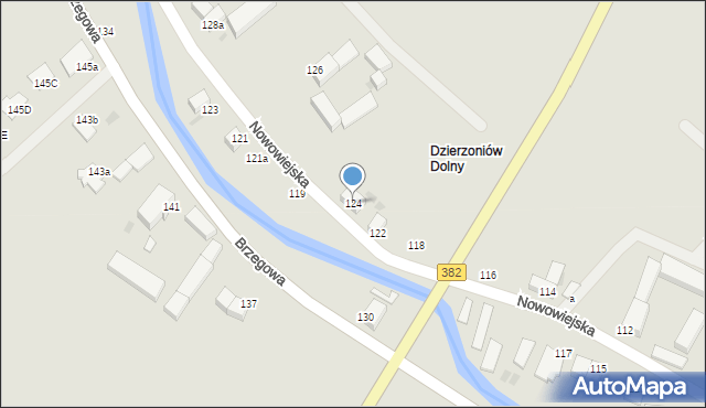 Dzierżoniów, Nowowiejska, 124, mapa Dzierżoniów