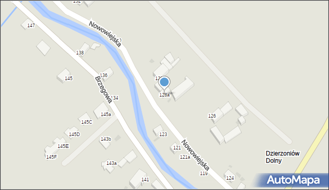 Dzierżoniów, Nowowiejska, 128a, mapa Dzierżoniów