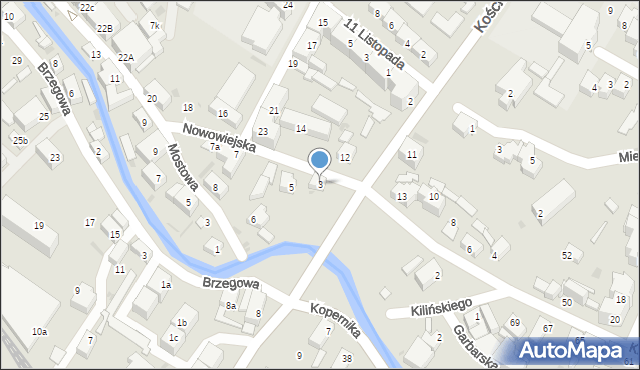 Dzierżoniów, Nowowiejska, 3, mapa Dzierżoniów