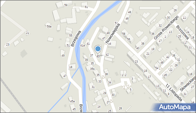 Dzierżoniów, Nowowiejska, 43, mapa Dzierżoniów