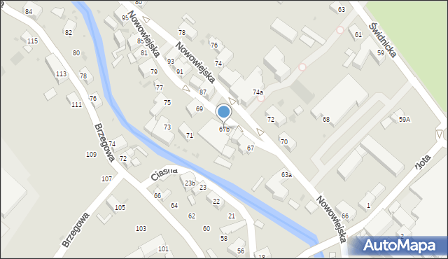 Dzierżoniów, Nowowiejska, 67b, mapa Dzierżoniów