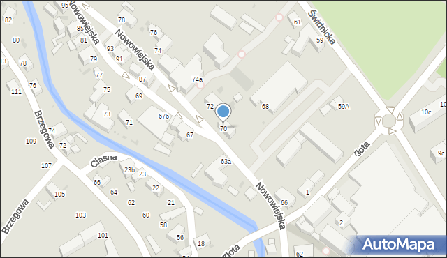 Dzierżoniów, Nowowiejska, 70, mapa Dzierżoniów