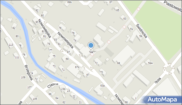 Dzierżoniów, Nowowiejska, 74a, mapa Dzierżoniów