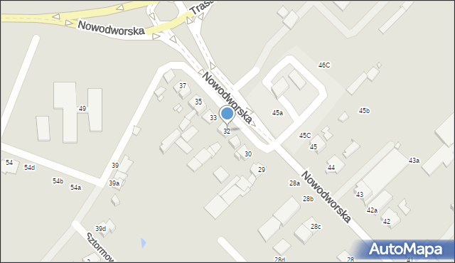 Elbląg, Nowodworska, 32, mapa Elbląga