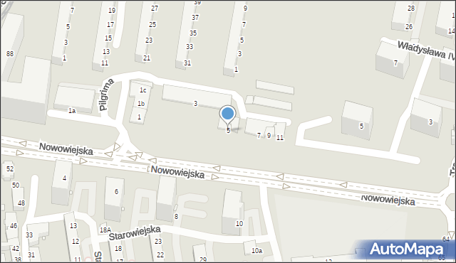 Elbląg, Nowowiejska, 5, mapa Elbląga