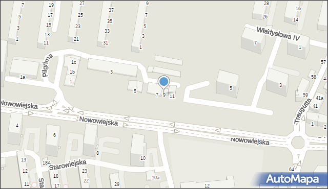 Elbląg, Nowowiejska, 9, mapa Elbląga