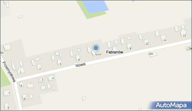 Fabianów, Nowa, 7, mapa Fabianów