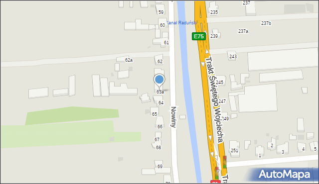 Gdańsk, Nowiny, 63a, mapa Gdańska