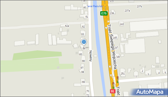 Gdańsk, Nowiny, 64, mapa Gdańska