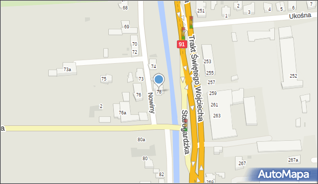 Gdańsk, Nowiny, 78, mapa Gdańska
