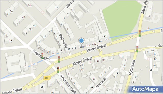 Gliwice, Nowy Świat, 14D, mapa Gliwic