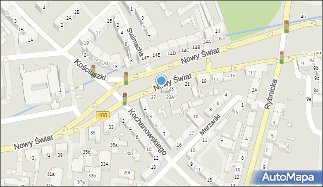 Gliwice, Nowy Świat, 25, mapa Gliwic