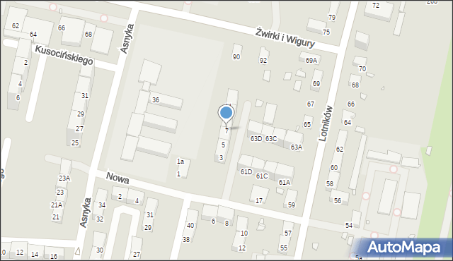 Gliwice, Nowa, 7, mapa Gliwic