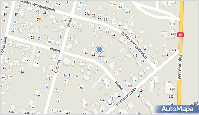 Gniezno, Nowa, 10, mapa Gniezna