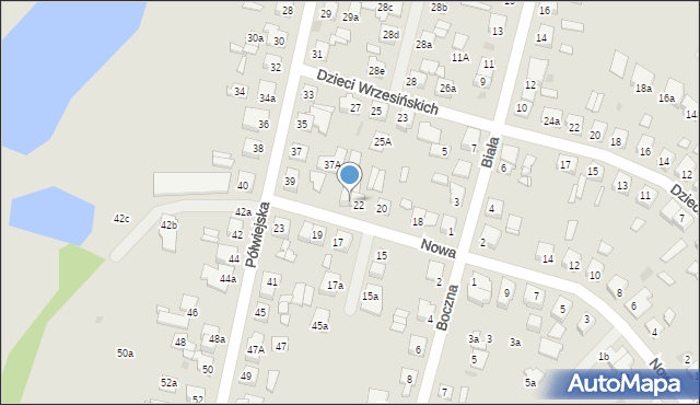 Gniezno, Nowa, 22a, mapa Gniezna