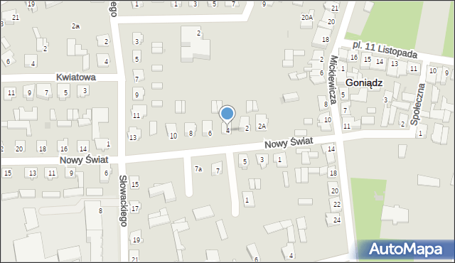 Goniądz, Nowy Świat, 4, mapa Goniądz