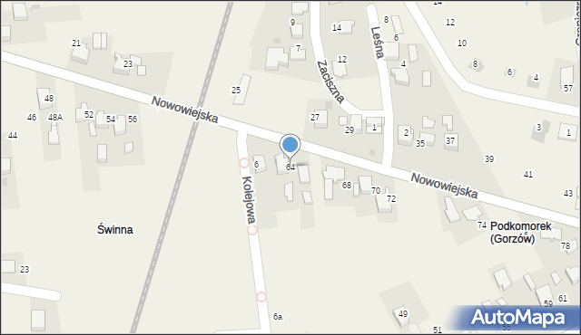 Gorzów, Nowowiejska, 64, mapa Gorzów