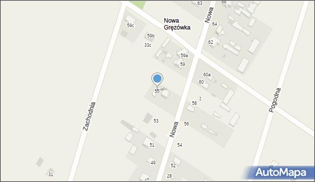 Gręzówka, Nowa, 55, mapa Gręzówka