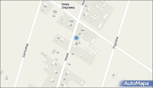 Gręzówka, Nowa, 58, mapa Gręzówka