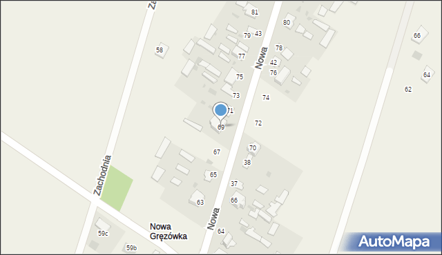 Gręzówka, Nowa, 69, mapa Gręzówka