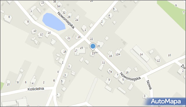 Jamielnik, Nowomiejska, 13, mapa Jamielnik