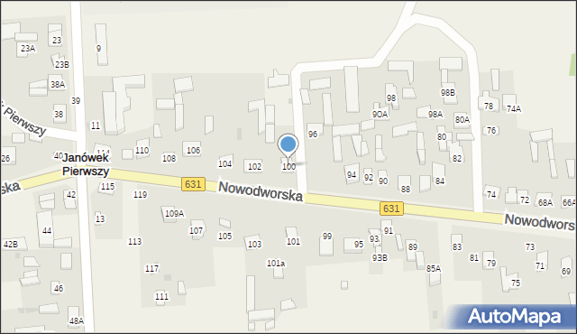 Janówek Pierwszy, Nowodworska, 100, mapa Janówek Pierwszy