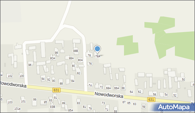 Janówek Pierwszy, Nowodworska, 74A, mapa Janówek Pierwszy