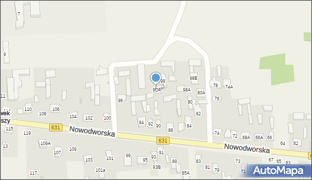 Janówek Pierwszy, Nowodworska, 90A, mapa Janówek Pierwszy