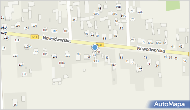 Janówek Pierwszy, Nowodworska, 93A, mapa Janówek Pierwszy