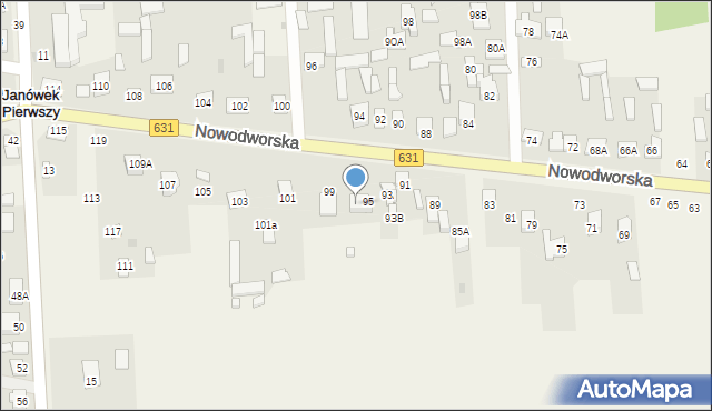 Janówek Pierwszy, Nowodworska, 97, mapa Janówek Pierwszy