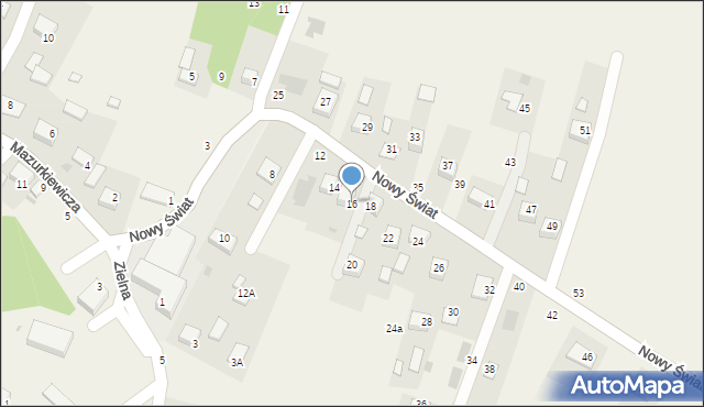 Jasień, Nowy Świat, 16, mapa Jasień