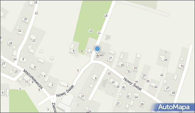 Jasień, Nowy Świat, 25, mapa Jasień